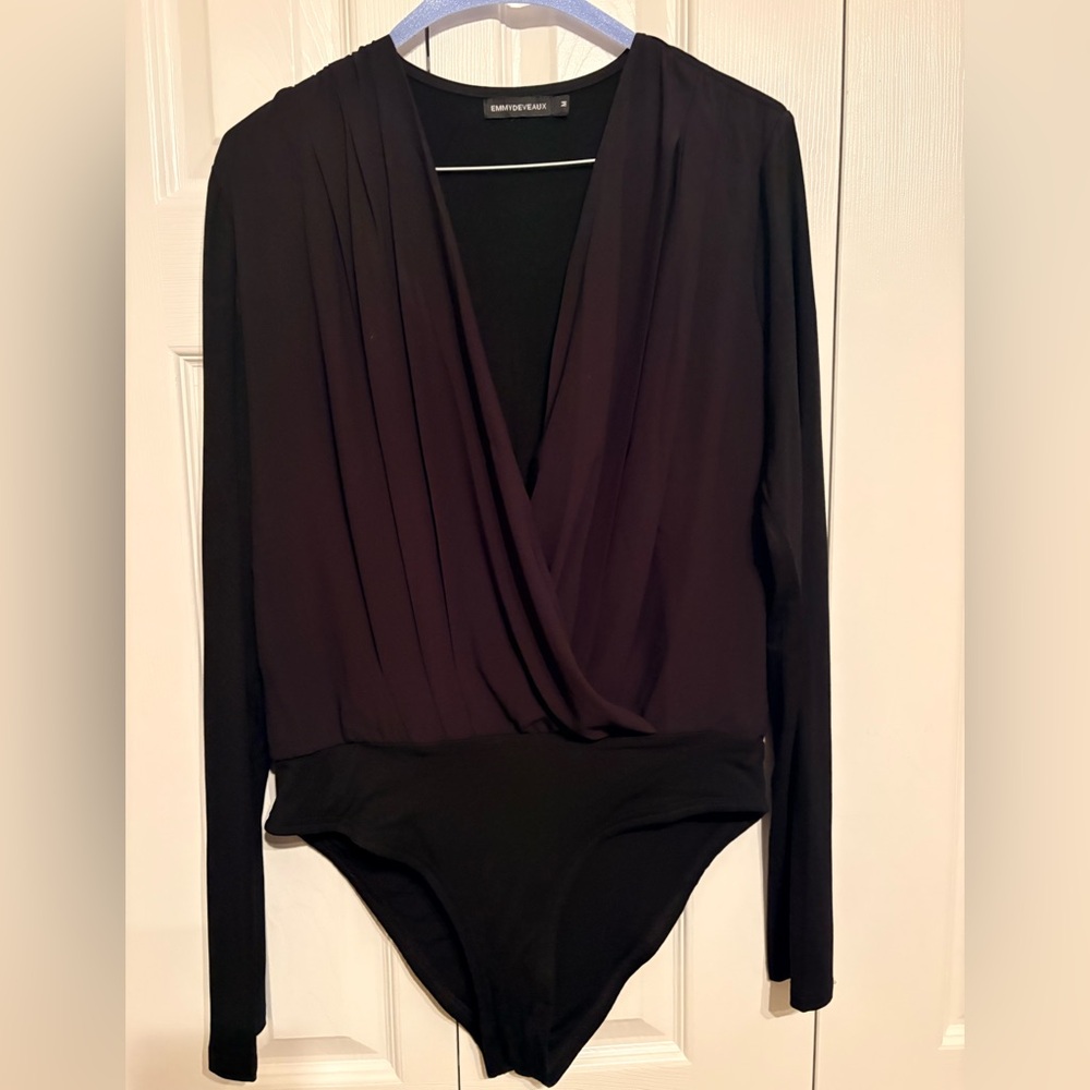 Emmy Deveaux Chiffon Wrap Bodysuit